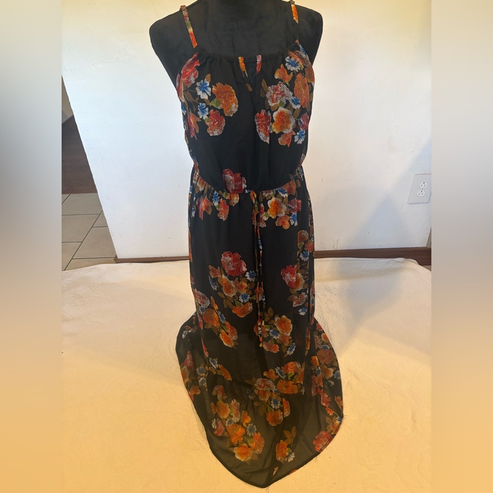 Speed Control Black and Orange Halter Maxi Dress